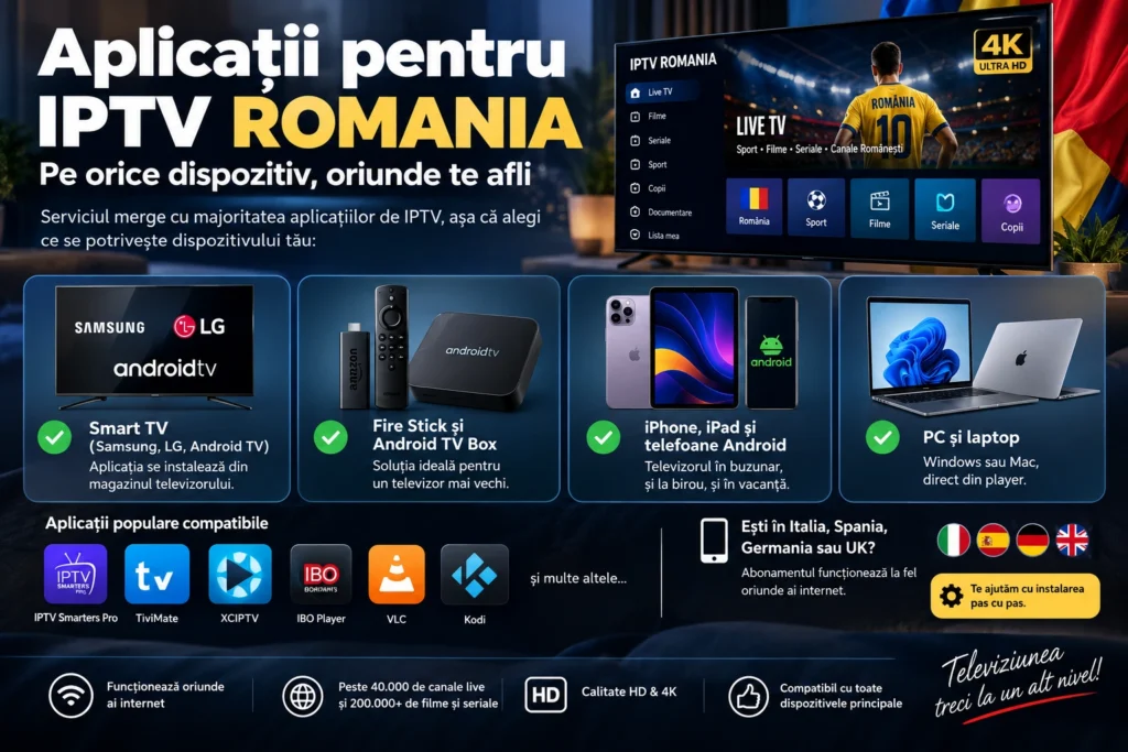 Aplicații pentru IPTV Romania pe orice dispozitiv