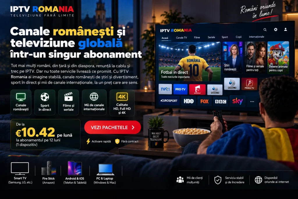 IPTV Romania – canale românești și televiziune globală într-un singur abonament